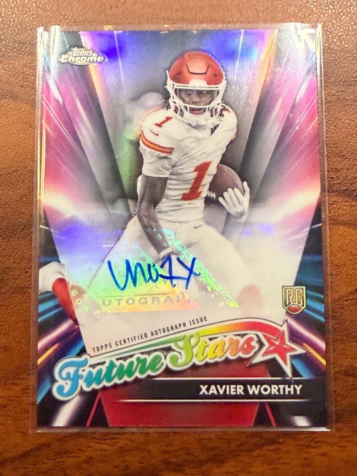 2024 Topps Chrome Football Xavier Worthy Rookie Future Stars Auto SP FSA-XW