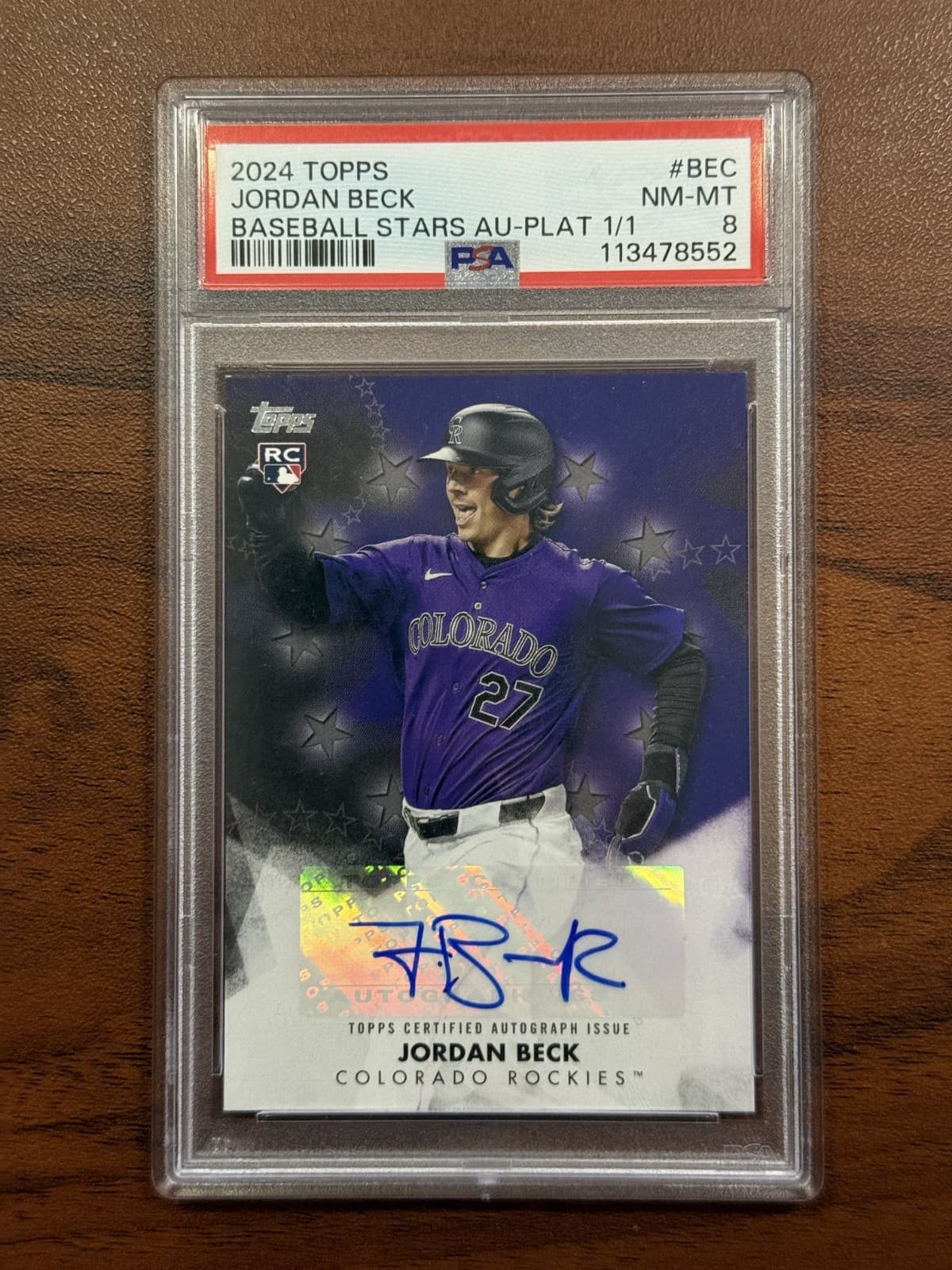 2024 Topps  Jordan Beck Platinum Auto 1/1