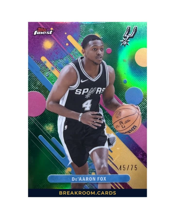 2025 Topps Finest Basketball De'Aaron Fox Green Refractor #99 /75