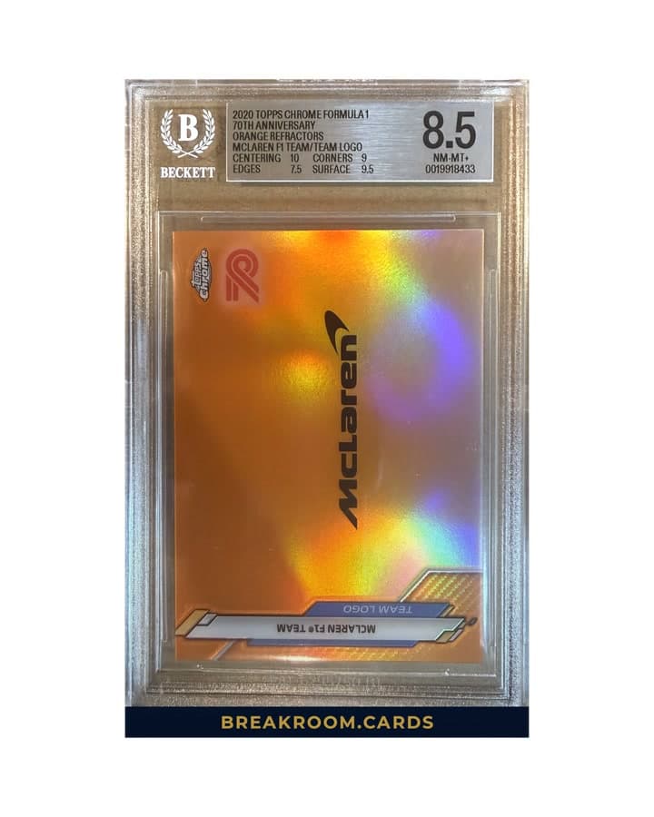 2020 Topps Chrome F1 McLaren F1 Team Logo Orange Refractor #115 BGS 8.5
