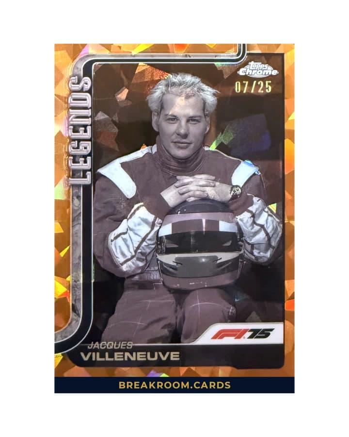 2025 Topps Chrome Sapphire Jacques Villeneuve Orange Refractor #L63 /25