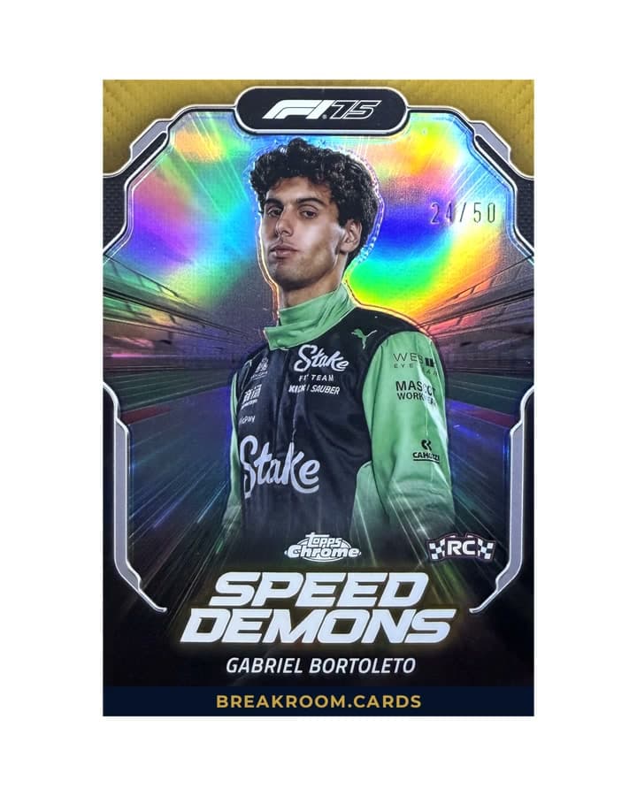 2025 Topps Chrome F1 Gabriel Bortoleto Speed Demons RC /50